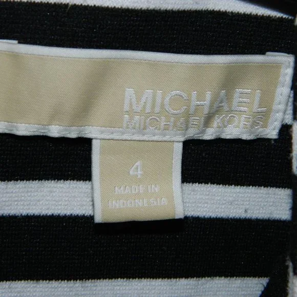 Michael Kors Zip Front Striped Dress Flare Sz 4 (X-40) - Picture 3 of 4